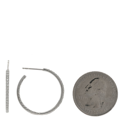 Roberto Coin 18K White Gold Diamond Medium Hoop Earrings 2 of 4
