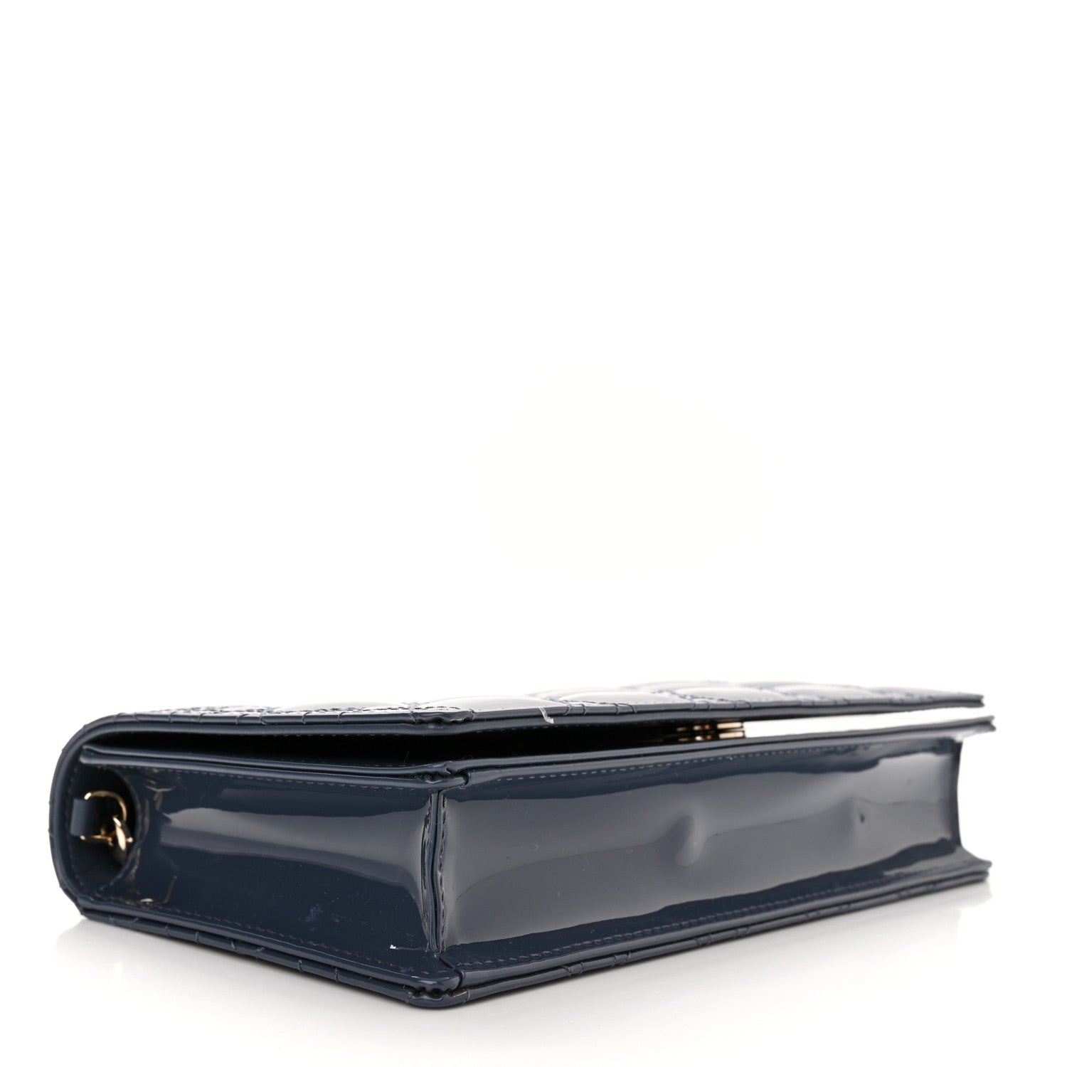 Christian Dior Patent Cannage Lady Dior Chain Wallet Denim 5 of 13