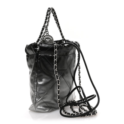 Chanel Metallic Shaded Calfskin Quilted Mini Chanel 22 Black Silver 3 of 11