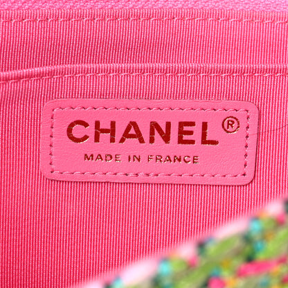 Chanel Cotton Mixed Fibers Woven Medium Flap Pink Green 6 of 8