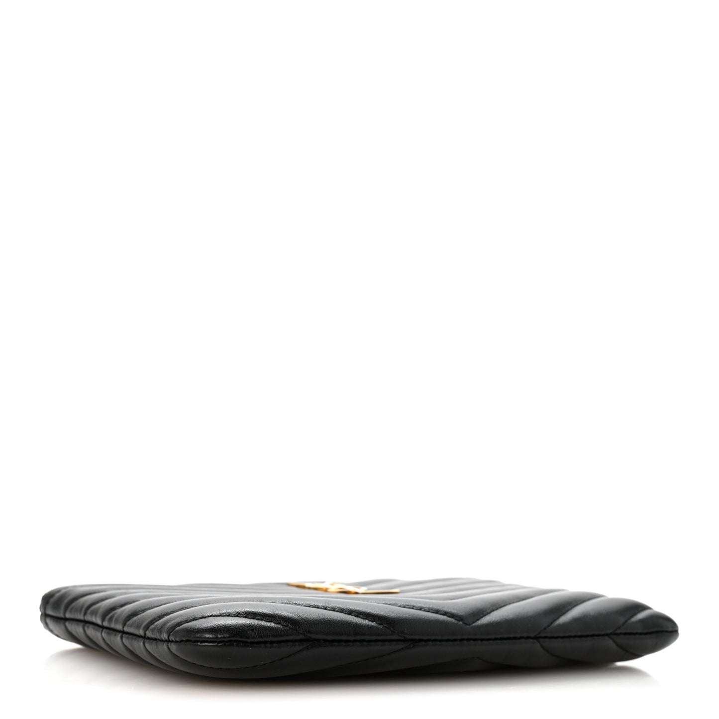 Calfskin Matelasse Chevron Monogram Pouch Black