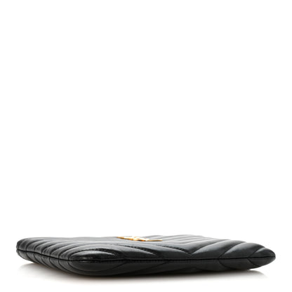 Saint Laurent Calfskin Matelasse Chevron Monogram Pouch Black 4 of 9