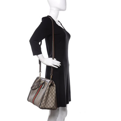 Gucci GG Supreme Monogram Web Medium Ophidia Tote Bag Brown 2 of 11