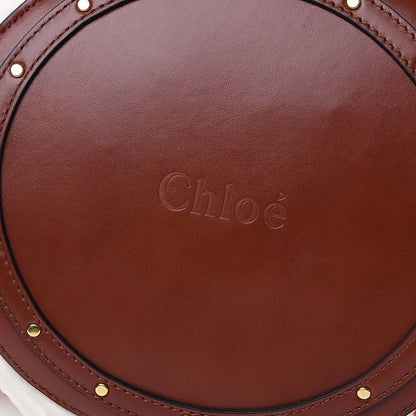 Chloe Smooth Calfskin Raffia Little Horses Medium Panier Basket White Red 7 of 8