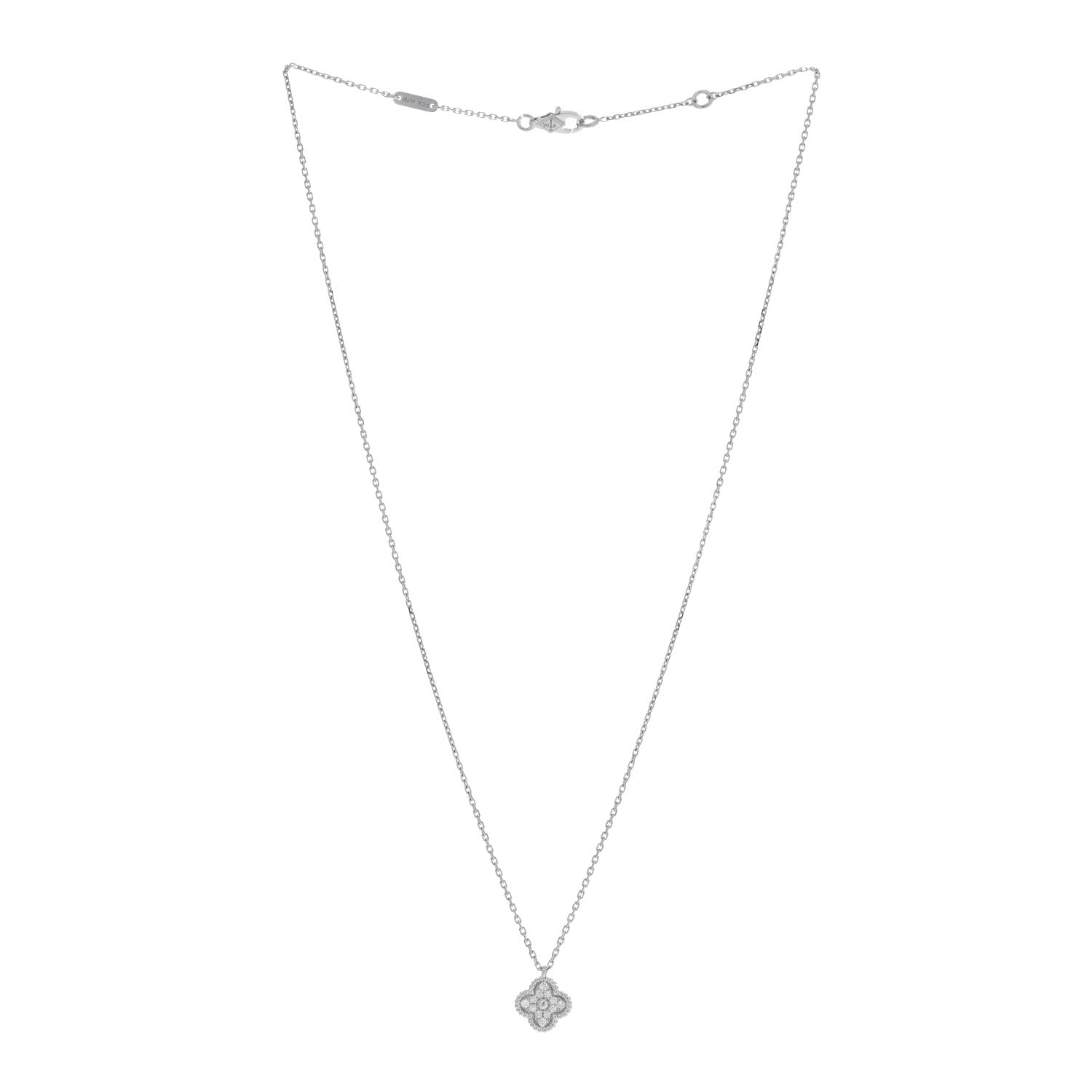 Van Cleef & Arpels 18K White Gold Diamond Sweet Alhambra Pendant Necklace 3 of 4