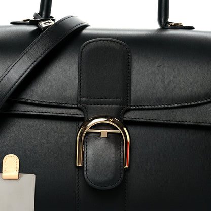 Delvaux Box Calfskin MM Brillant Pocket Satchel Black Red 10 of 12