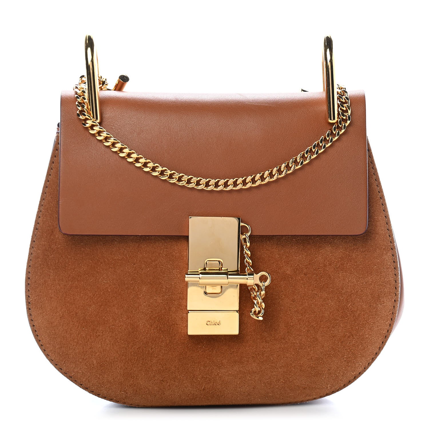 Chloe Suede Smooth Calfskin Mini Drew Shoulder Bag Caramel 1 of 13