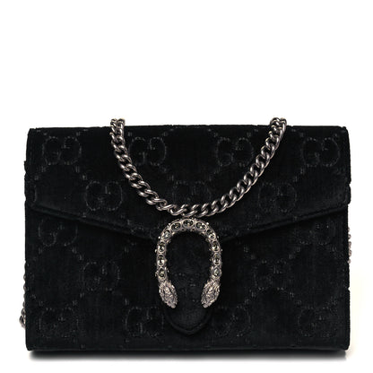 Gucci Velvet GG Monogram Mini Dionysus Chain Wallet Black 1 of 11