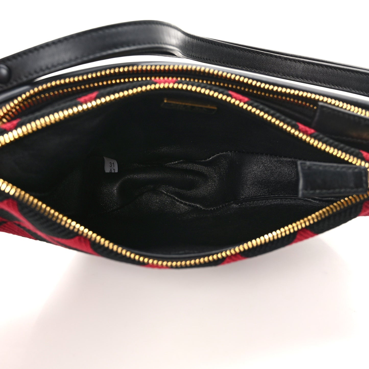 Jacquard Calfskin Triangolo Symbole Embroidered Mini Triangle Double Bag Black Ciliegia