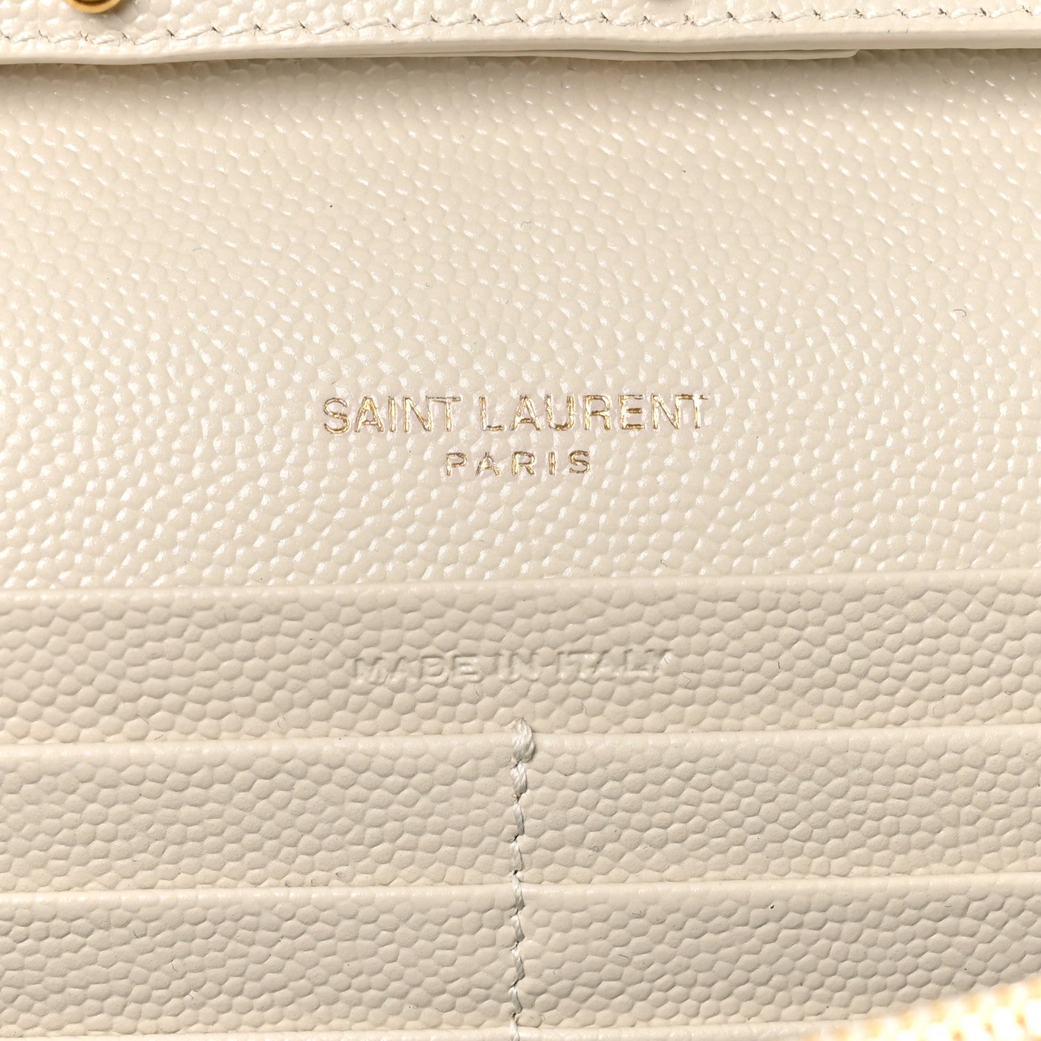 Saint Laurent Grain De Poudre Matelasse Chevron Monogram Chain Wallet Crema Soft 6 of 10