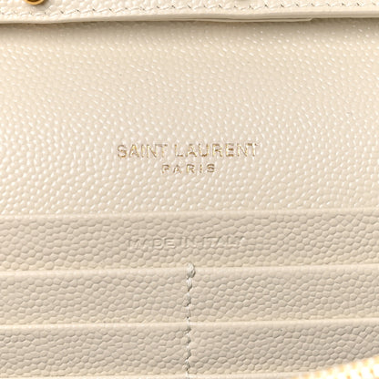 Saint Laurent Grain De Poudre Matelasse Chevron Monogram Chain Wallet Crema Soft 6 of 10