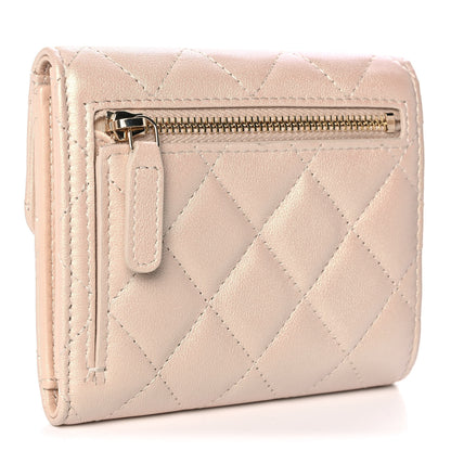 Chanel Iridescent Calfskin Quilted Compact Flap Wallet Beige 3 of 12