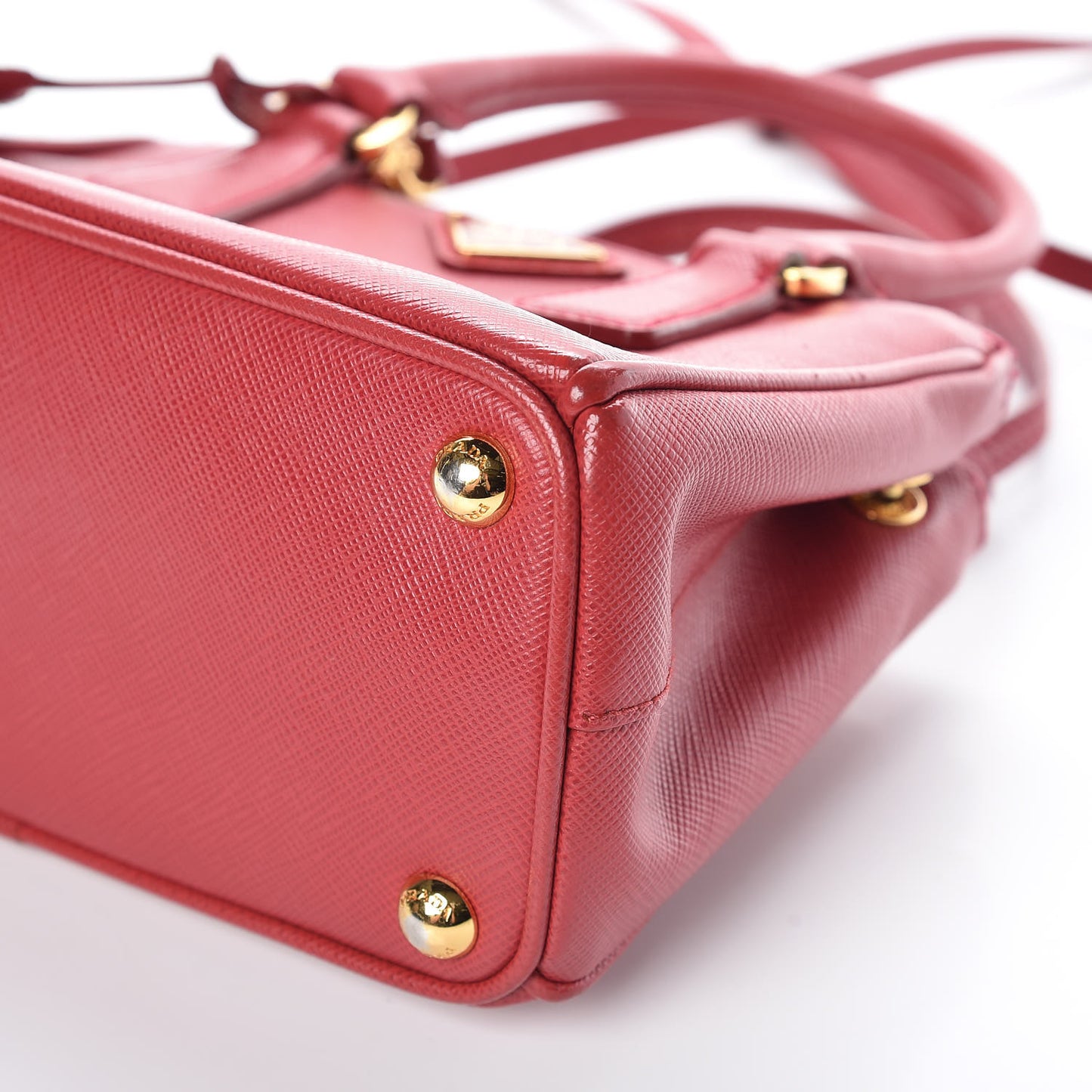 Saffiano Lux Micro Galleria Double Zip Tote Fuoco