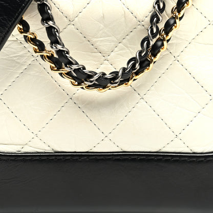 Chanel Aged Calfskin Quilted Small Gabrielle Hobo Black White 8 of 10