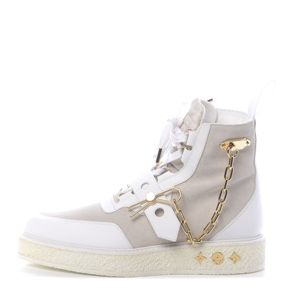 Louis Vuitton Calfskin Suede Mens Creeper Ankle Boots 8 White 1 of 8