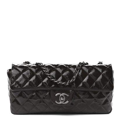 Chanel Crinkled Patent Quilted East West Flap Brown 1 of 12
