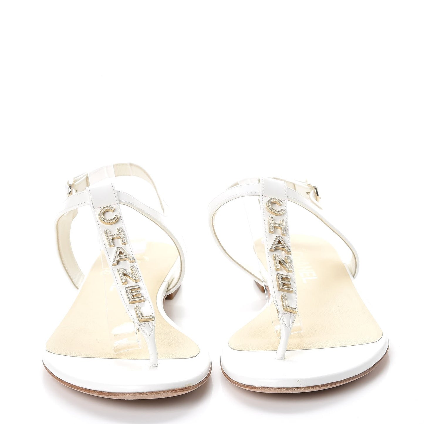 Lambskin Logo Thong Sandals 38 White