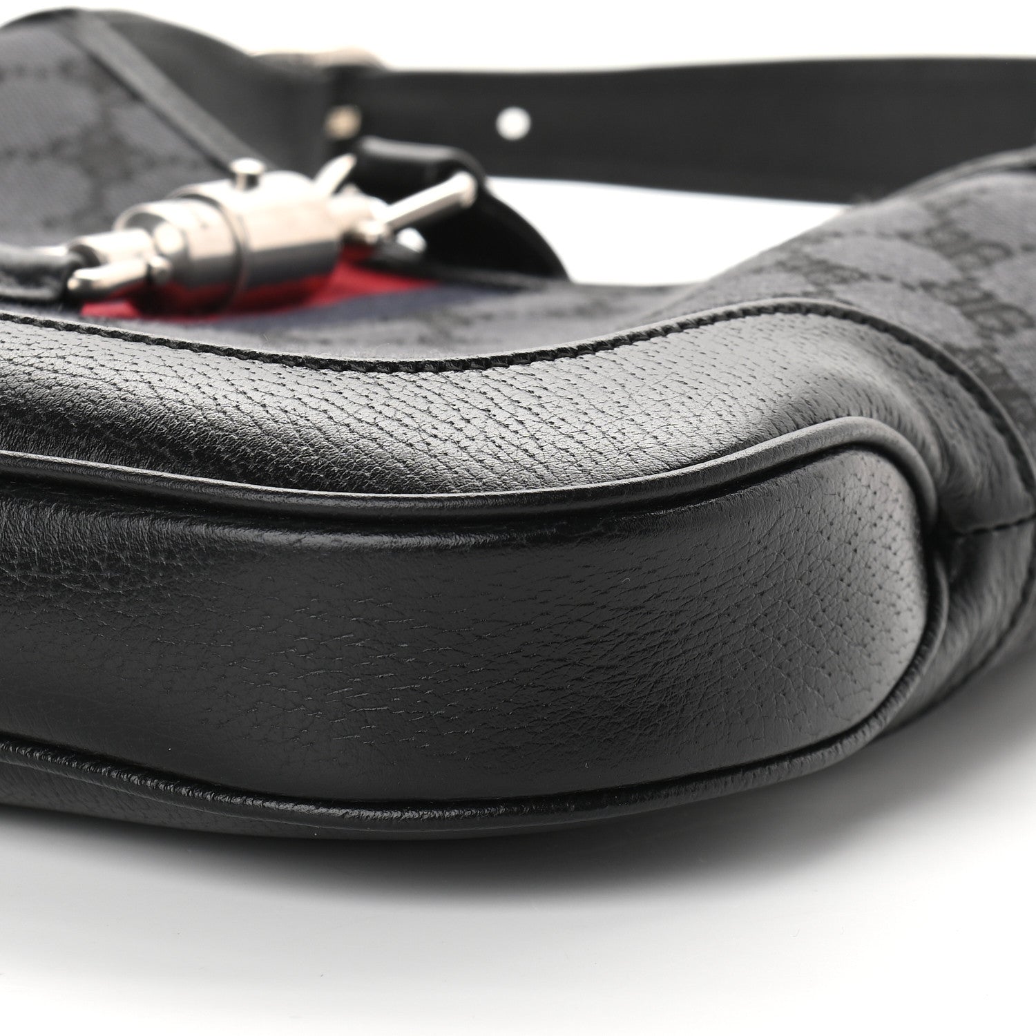 Gucci X BALENCIAGA BB Monogram Calfskin Web Small Jackie 1961 Hobo Black 9 of 9
