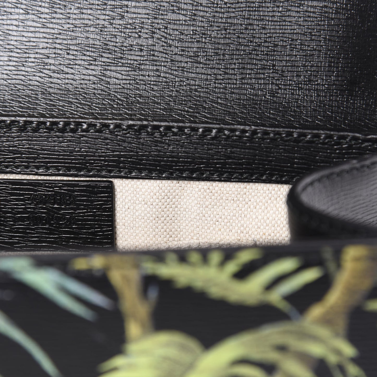 Calfskin Tropical Print Small Padlock Shoulder Bag Black Multi