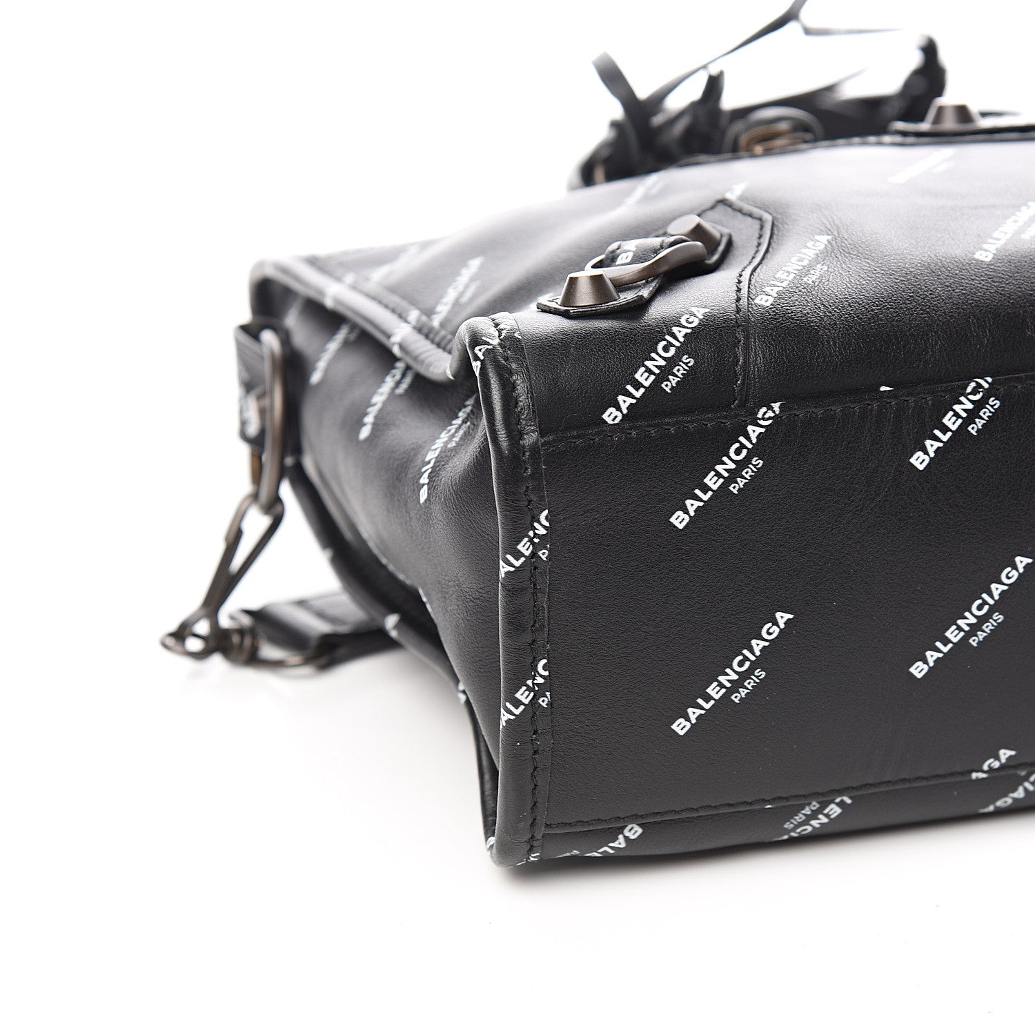 Balenciaga Veau Allover Logo Classic Hardware S City Black White 7 of 9
