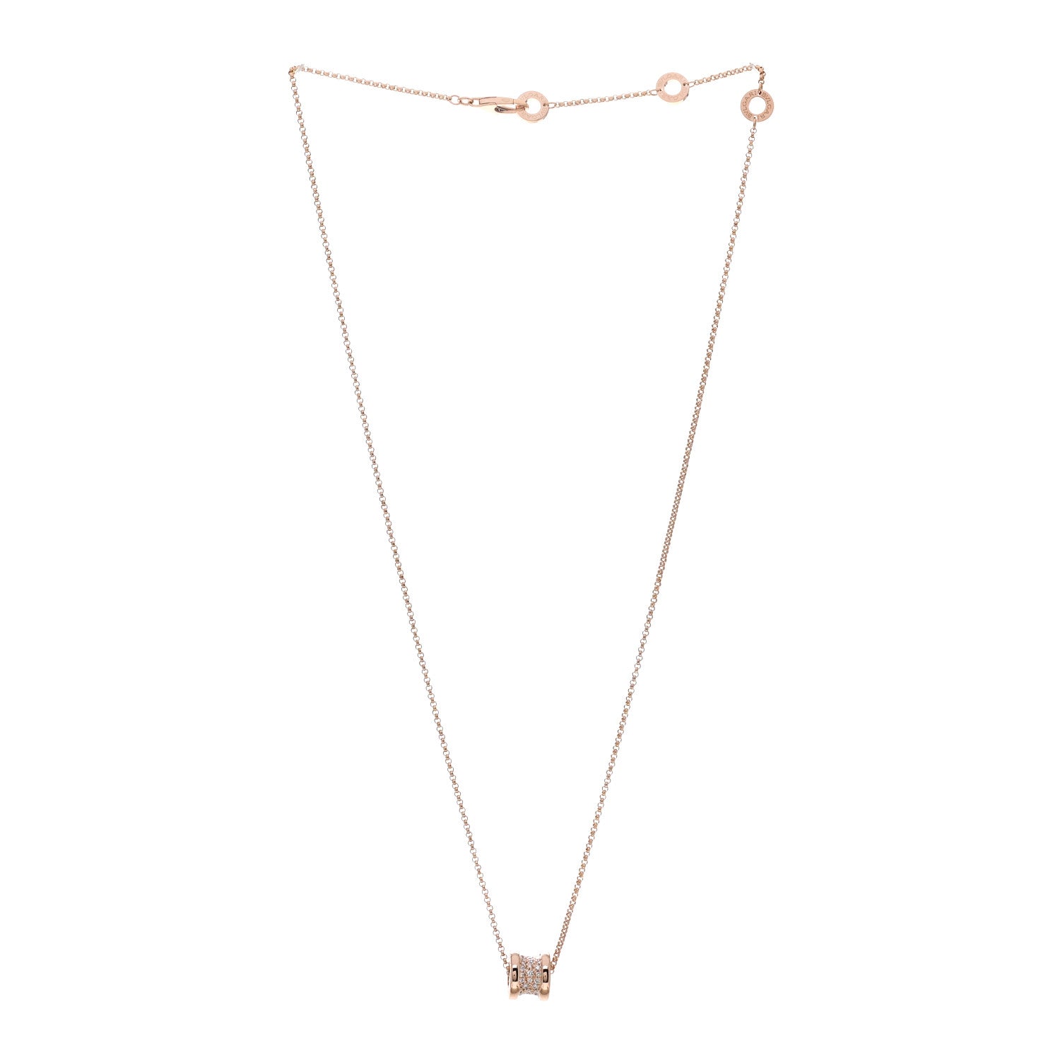 Bulgari 18K Rose Gold Diamond Small B.Zero1 Pave Pendant Necklace 3 of 6