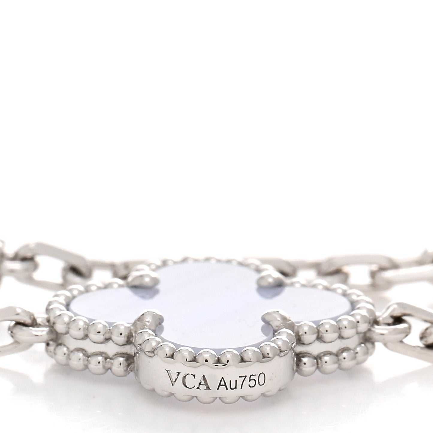 18K White Gold Chalcedony 5 Motifs Vintage Alhambra Bracelet