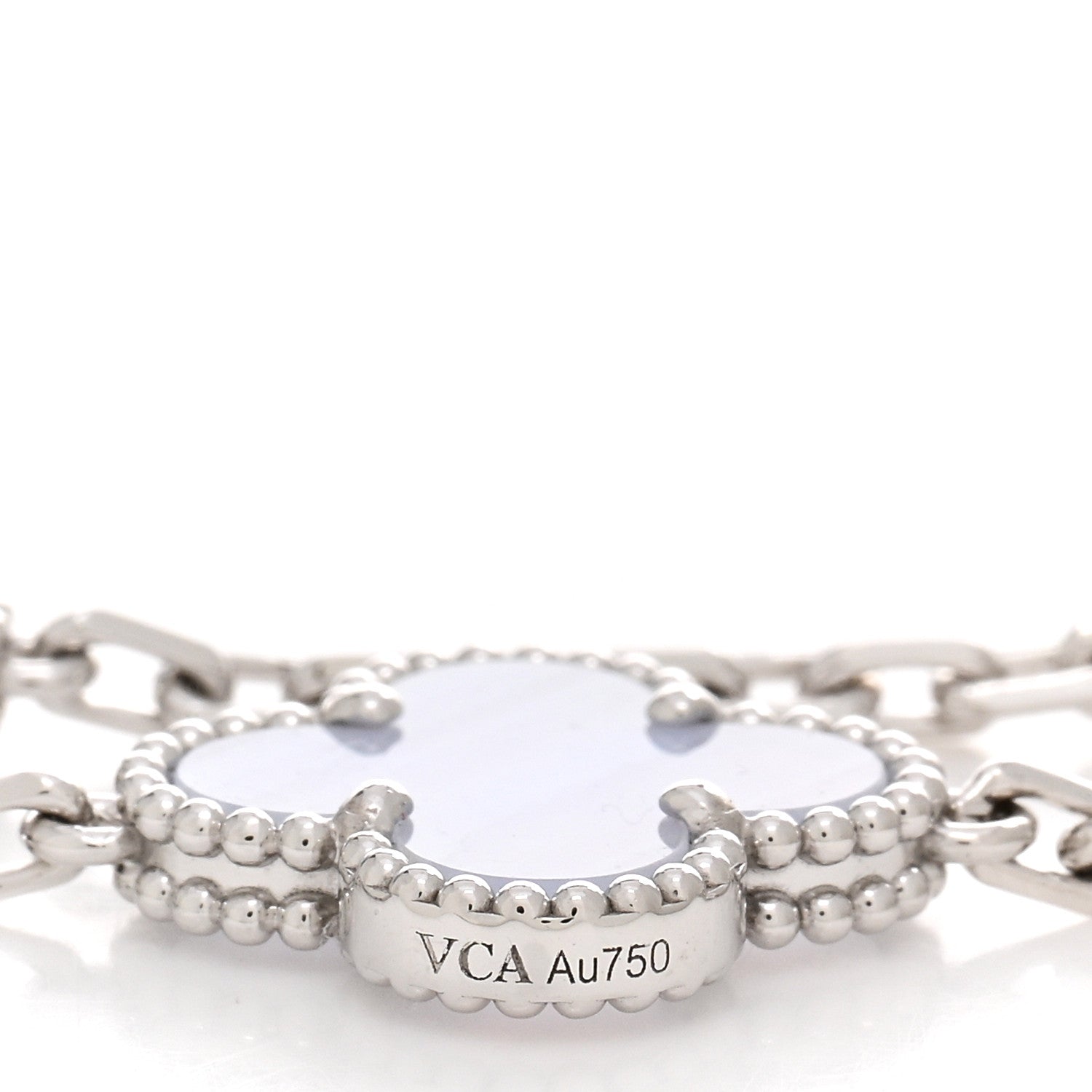 Van Cleef & Arpels 18K White Gold Chalcedony 5 Motifs Vintage Alhambra Bracelet 3 of 5