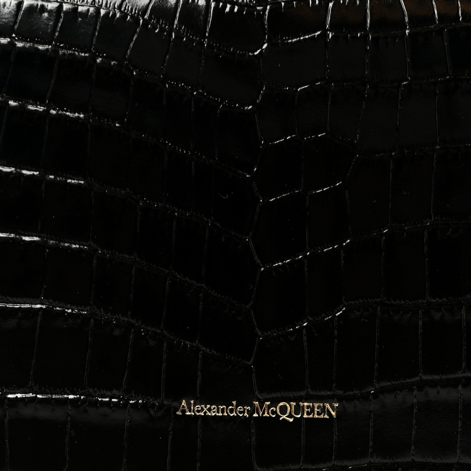 Alexander McQueen Calfskin Crocodile Embossed Skull Mini Shoulder Bag Black 7 of 10