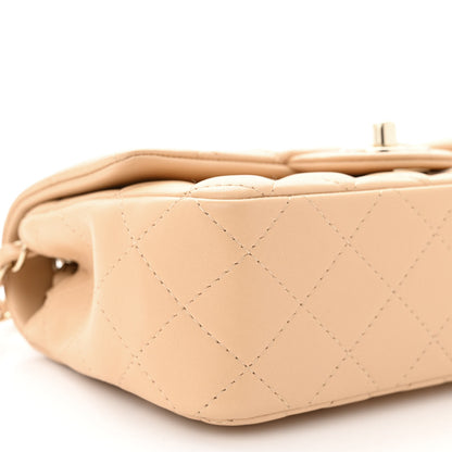 Chanel Lambskin Quilted Mini Rectangular Flap Beige 9 of 11