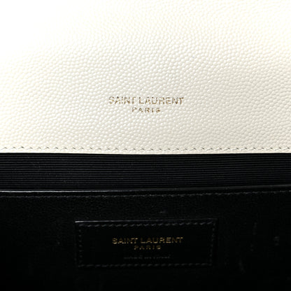 Saint Laurent Grain De Poudre Textured Mixed Matelasse Medium Triquilt Monogram Satchel Crema Soft 5 of 12