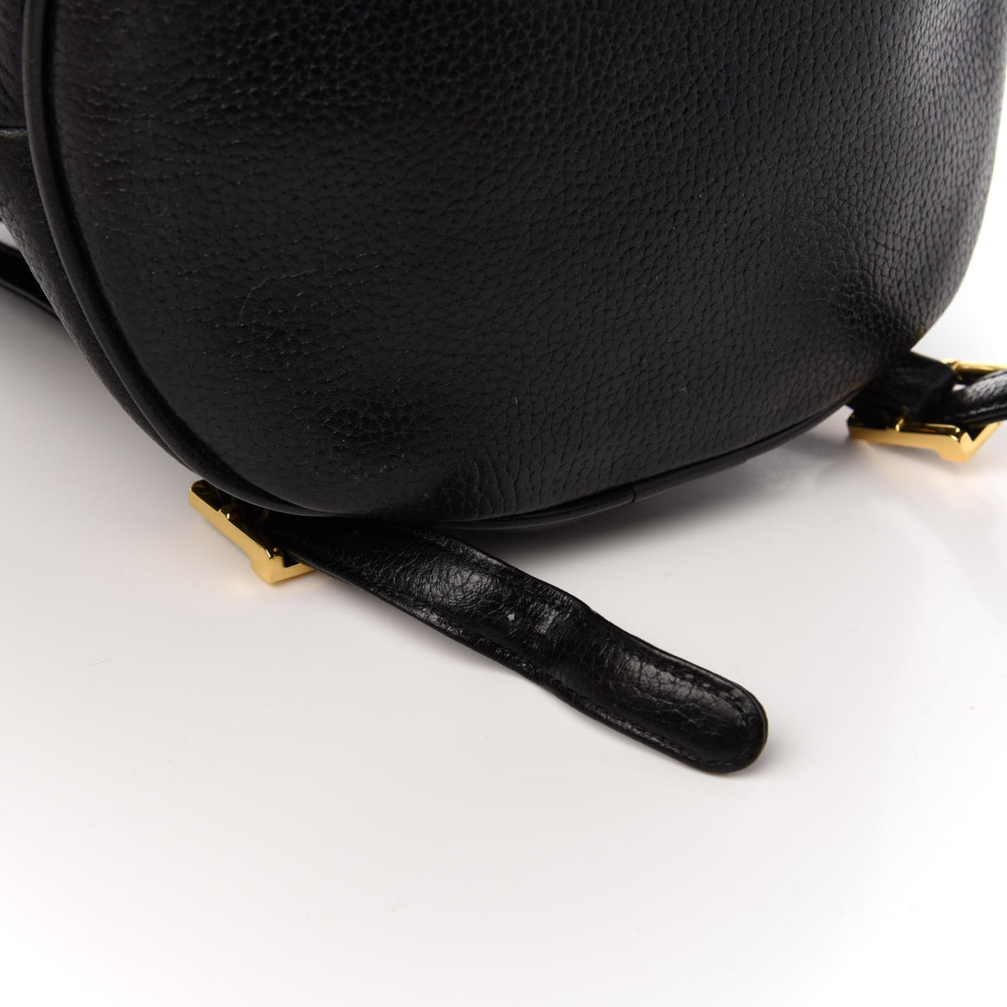 Grained Calfskin Studded Drawstring Backpack Black