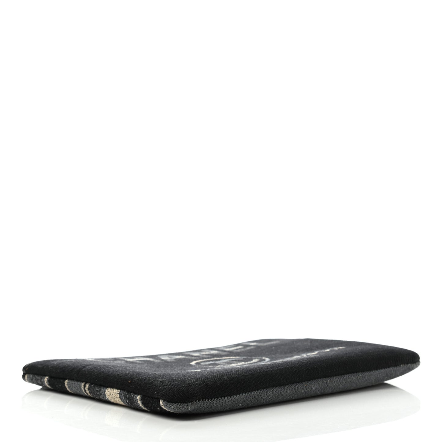 Striped Canvas Large Deauville Pouch Clutch Black