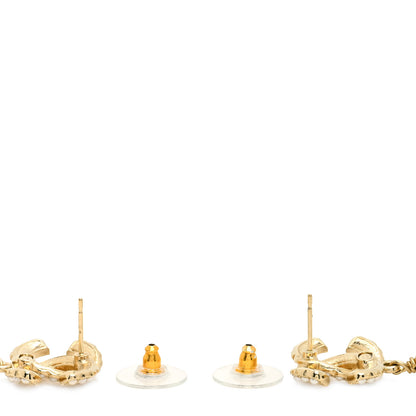 Chanel Pearl CC Drop Earrings Gold Pearly White 2 of 3