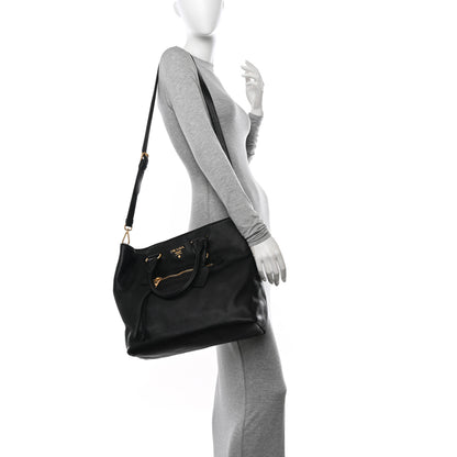 Prada Vitello Daino Shopping Tote Black 2 of 10