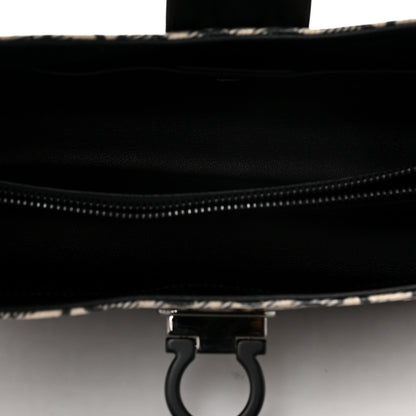 Salvatore Ferragamo Jacquard Trifolio Shoulder Bag Beige Black 5 of 9