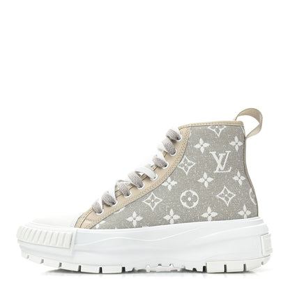 Louis Vuitton Denim Monogram Squad Sneaker Boots 37.5 Beige 1 of 10