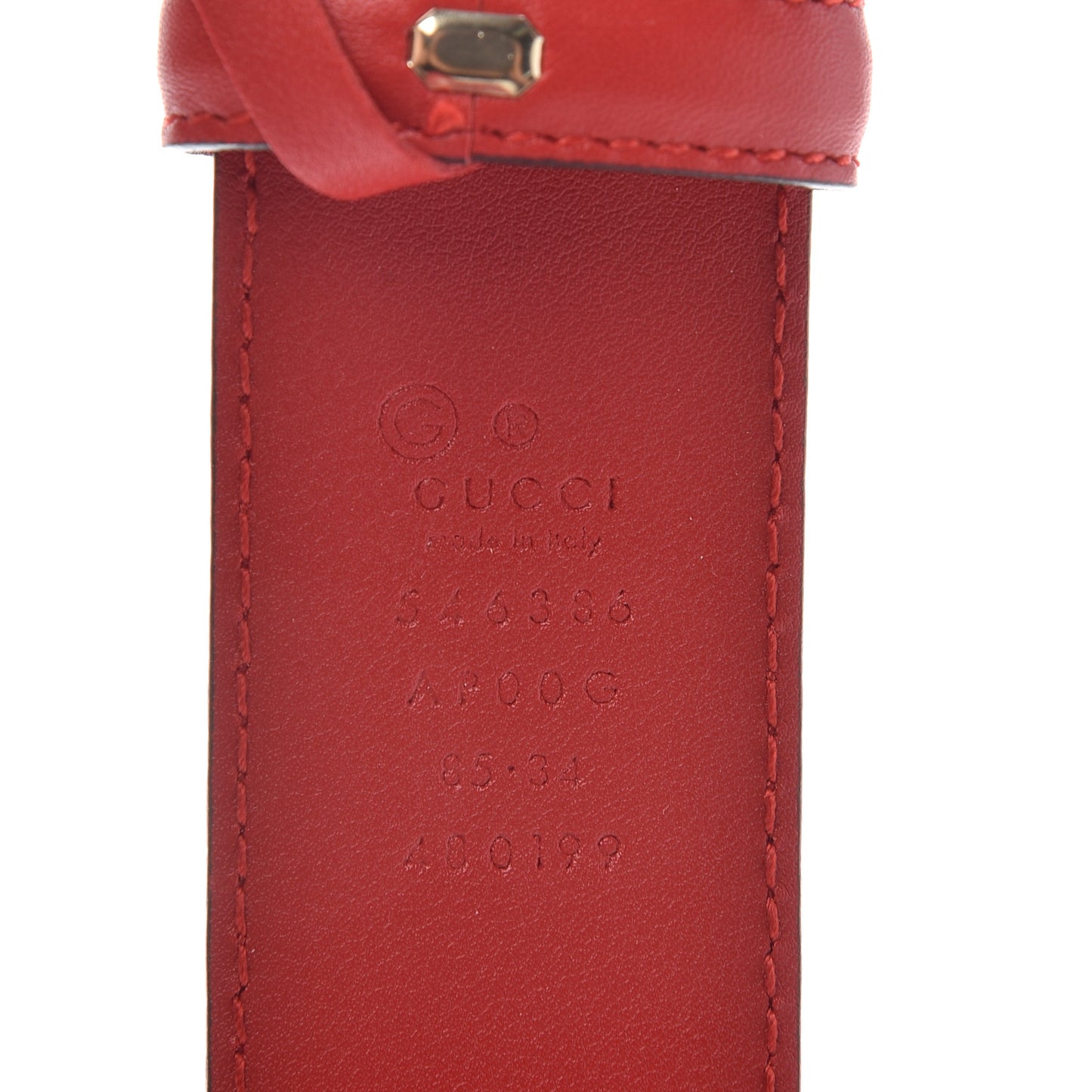 Moon Calfskin Interlocking G 37mm Belt 85 34 Vibrant Red