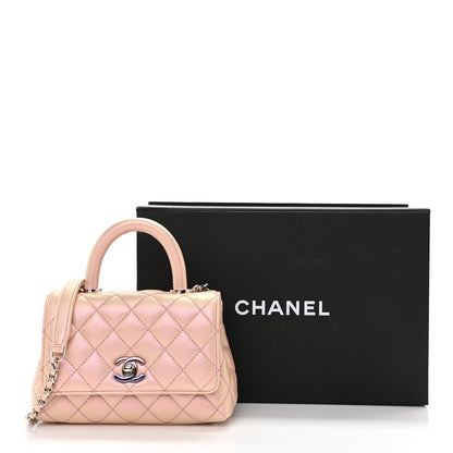 Chanel Iridescent Caviar Quilted Extra Mini Coco Handle Flap Light Pink 9 of 9