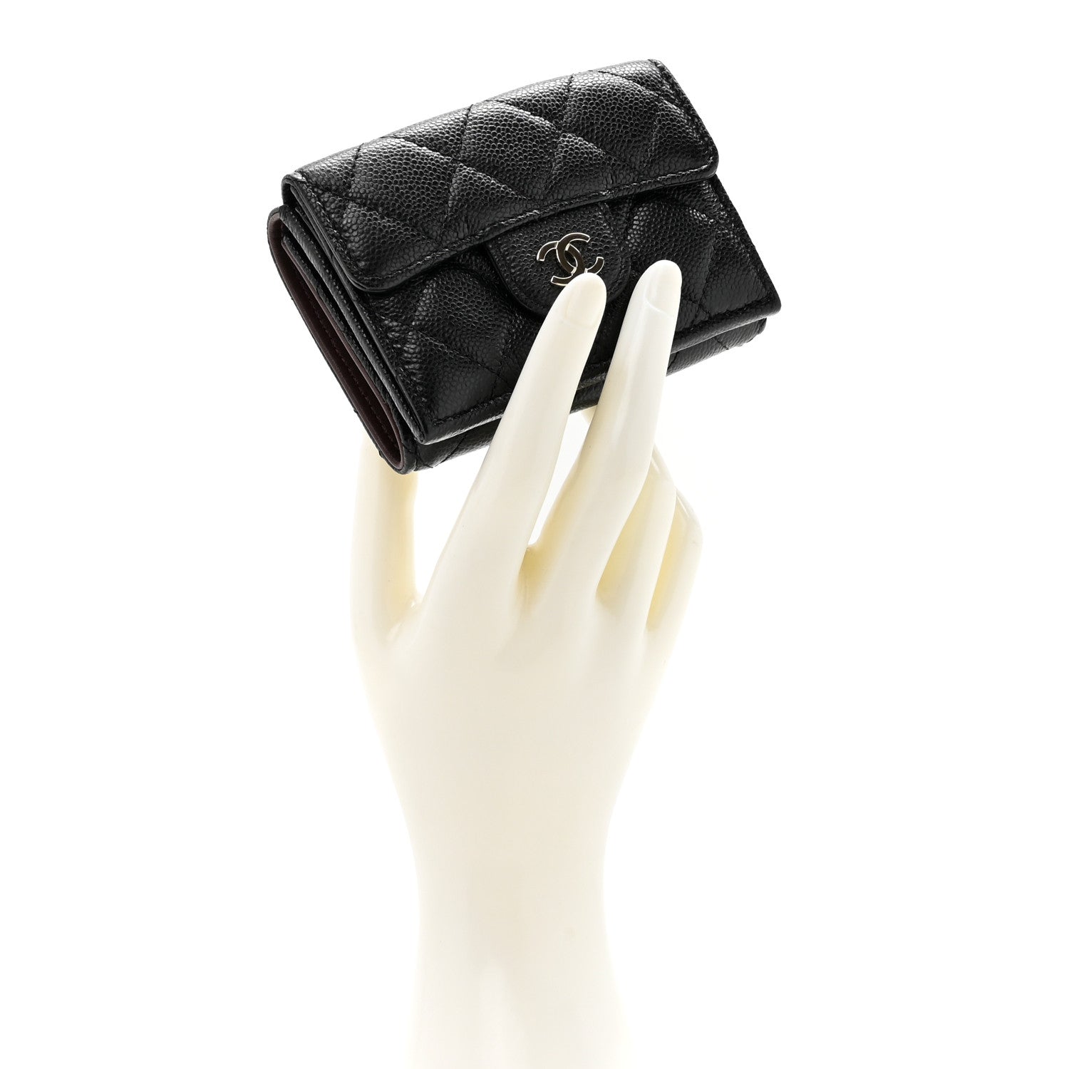 Chanel Caviar Quilted Tri-Fold Flap Wallet Black 2 of 10