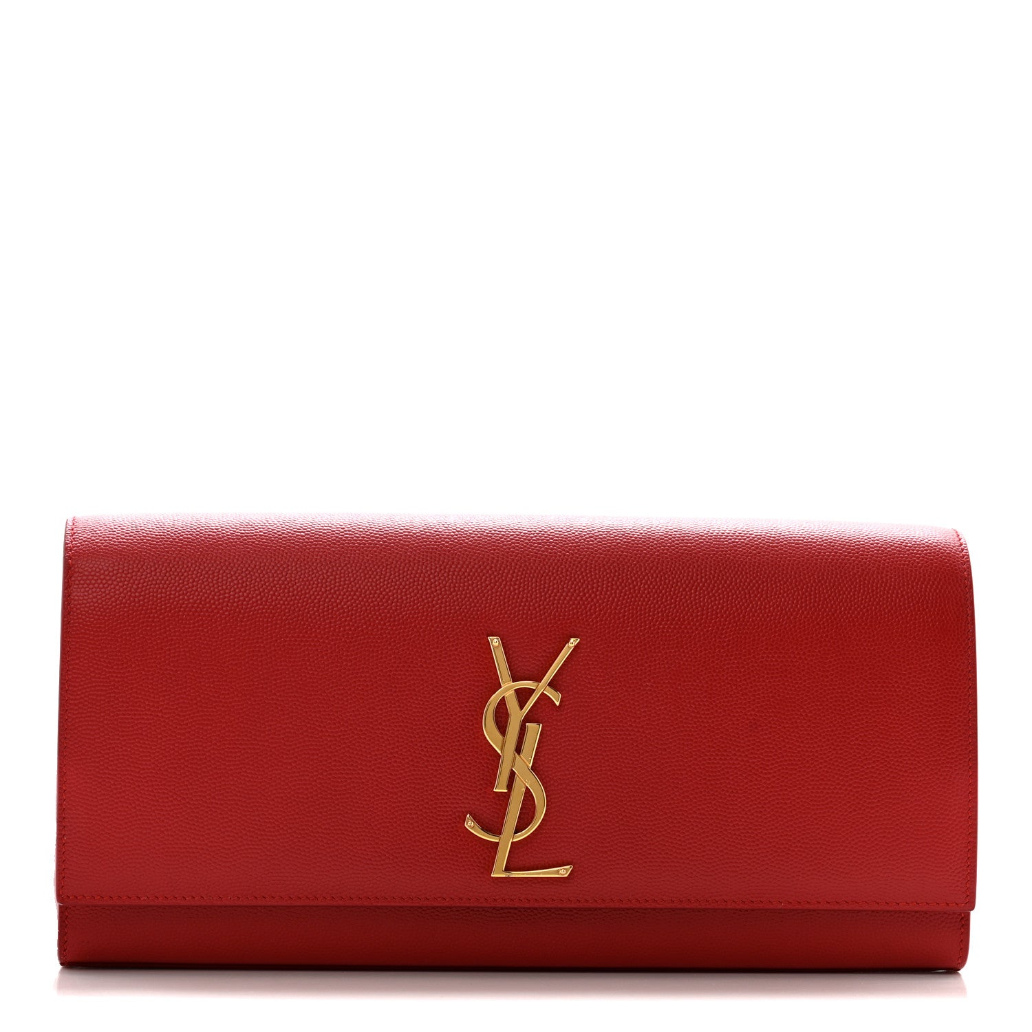 Saint Laurent Grain De Poudre Monogram Cassandre Clutch Rouge Orient 1 of 9