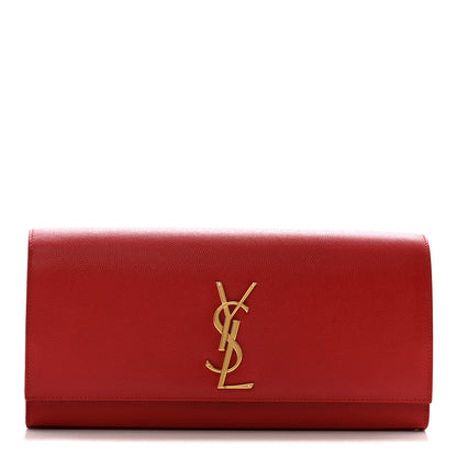 Saint Laurent Grain De Poudre Monogram Cassandre Clutch Rouge Orient 1 of 9