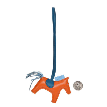 Hermes Milo Lambskin Grigri Rodeo Horse Bag Charm PM Feu Celeste Bleu Izmir 2 of 4