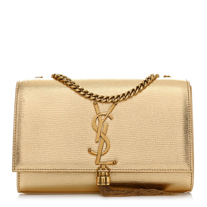 Saint Laurent Metallic Calfskin Small Classic Monogram Kate Tassel Satchel Gold 1 of 10