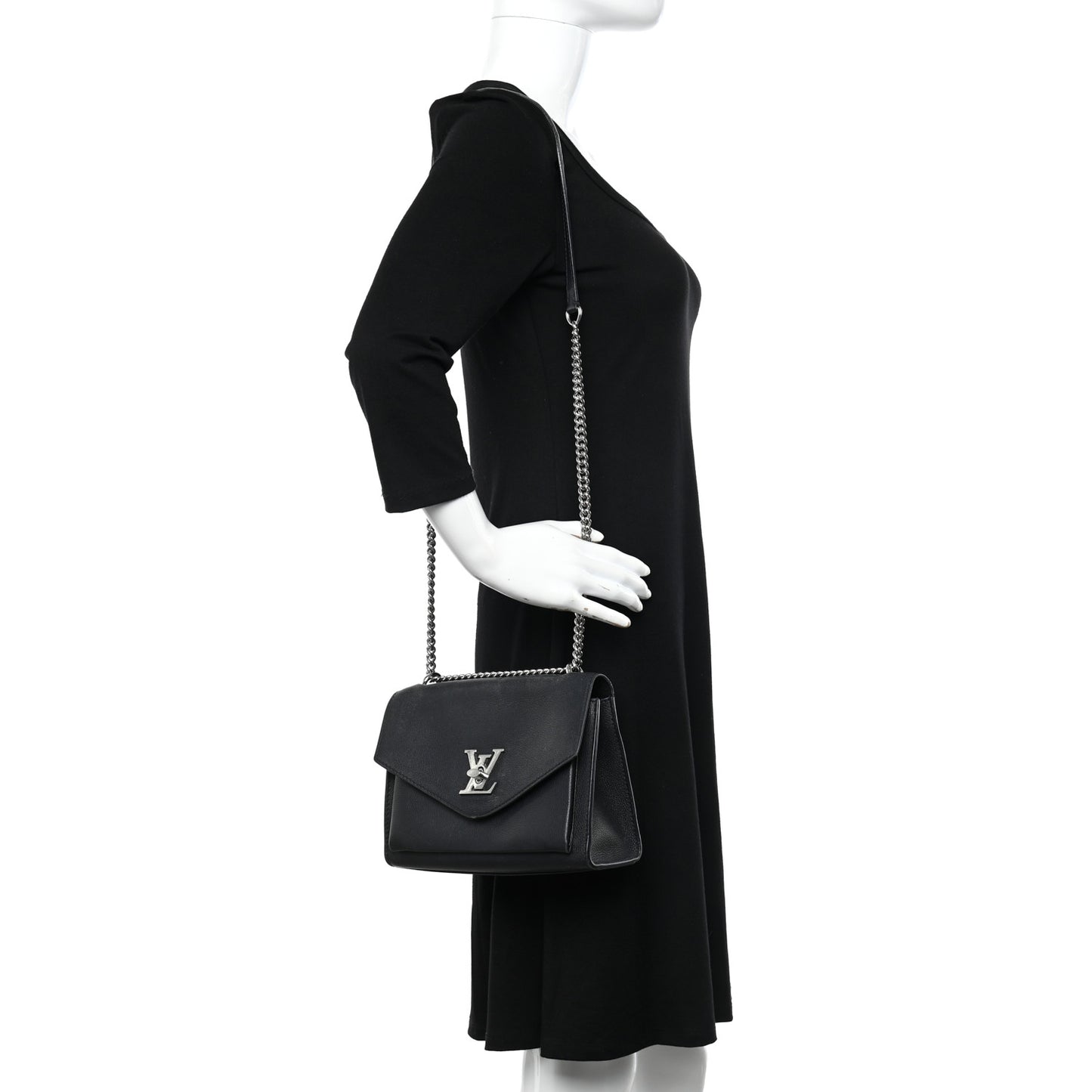 Soft Calfskin Mylockme Chain Bag BB Black