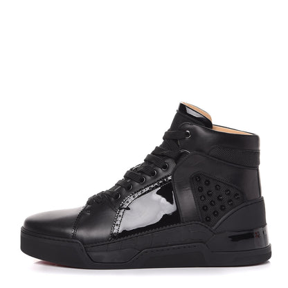 Christian Louboutin Mens Calfskin Patent Loubikick Flats Sneakers 43 Black 1 of 9