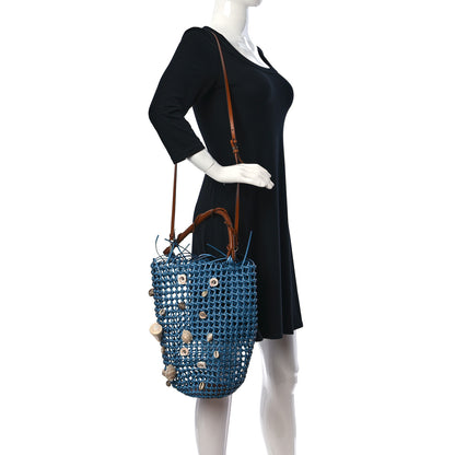 Loewe Calfskin Knotted Mesh Paula's Ibiza Seashell Bucket Bag Soft Blue 2 of 9