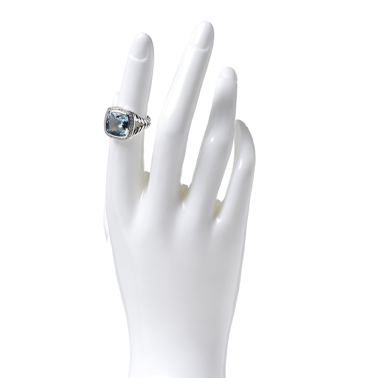 David Yurman Sterling Silver Diamond Blue Topaz 11mm Albion Ring 52 6 2 of 6