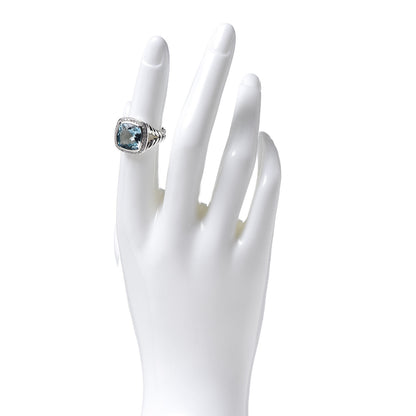 David Yurman Sterling Silver Diamond Blue Topaz 11mm Albion Ring 52 6 2 of 6