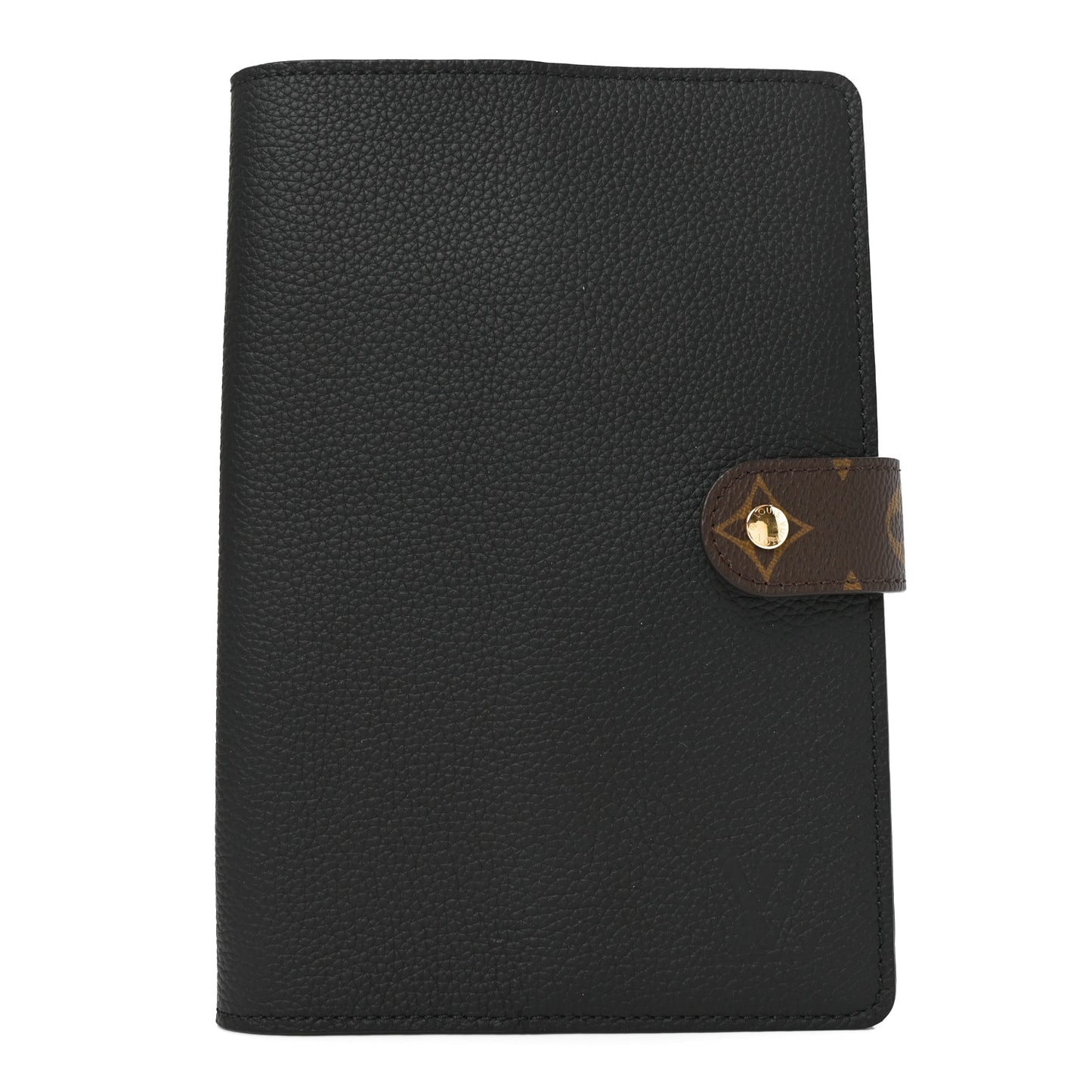 Grained Calfskin Monogram Charles Notebook Cover MM Black