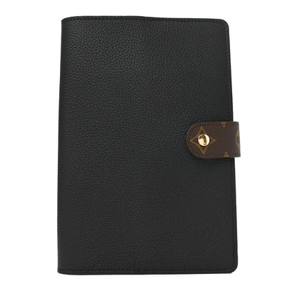 Louis Vuitton Grained Calfskin Monogram Charles Notebook Cover MM Black 1 of 6
